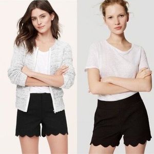 Ann Taylor LOFT Riviera Black Textured Scalloped Shorts Size 4